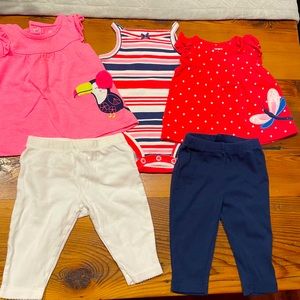 EUC Carters Bundle: 2 shirts, 2 pants and Onesie